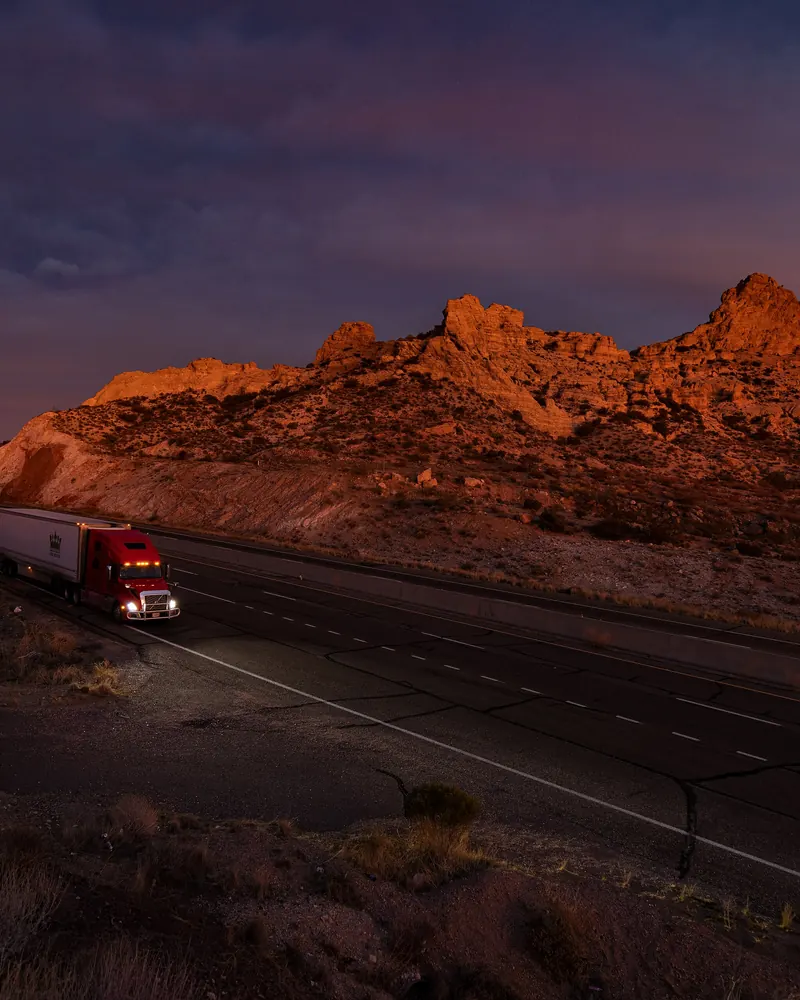 Desert rocks glowing at sunset in Golden Valley, Arizona